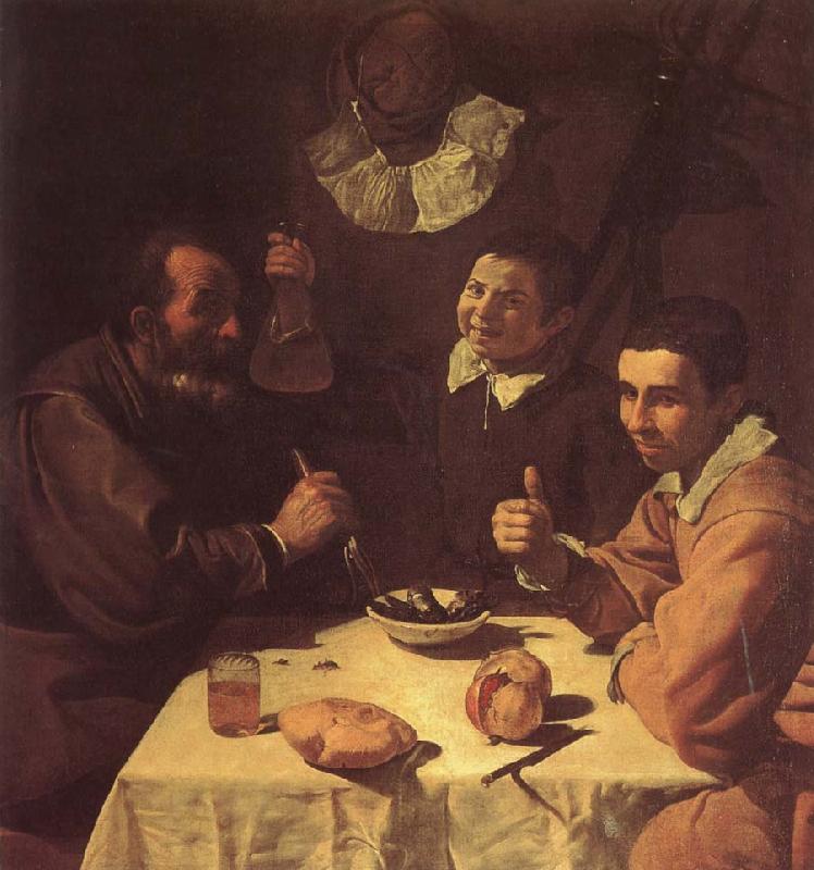 VELAZQUEZ, Diego Rodriguez de Silva y The three man beside the table Germany oil painting art